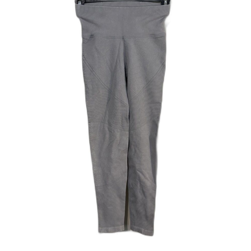 Aerie Offline Moto Light Gray leggings ribbed denim design XXS high waist capri
